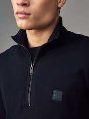 BOSS Blue Regular Fit Logo Patch Cotton Cashmere Jumper - Image 3 of 4