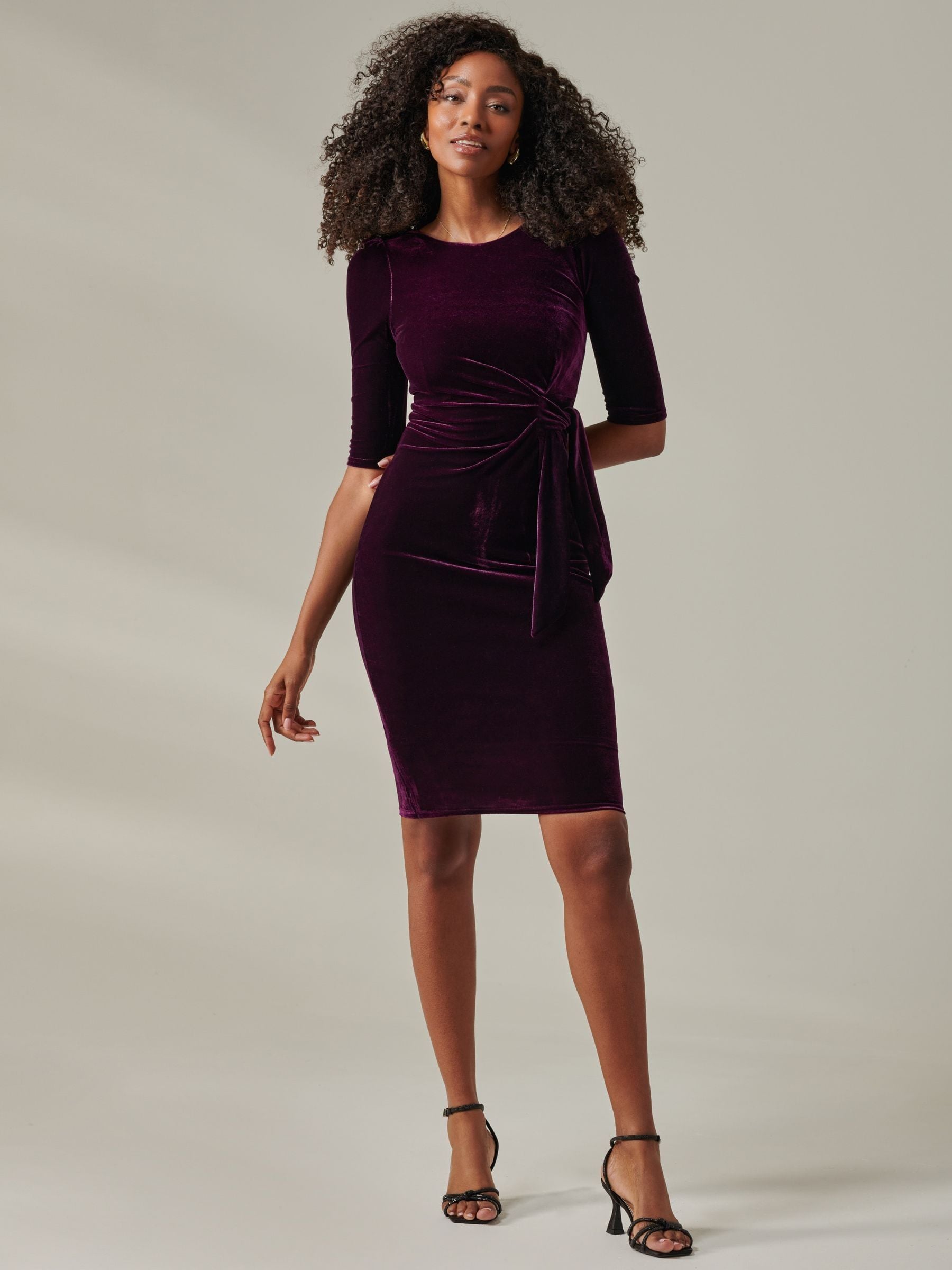 d*m様 miiesmiim BACK RIBBON VELOUR DRESS Buy Jolie Moi Purple Velvet Side Tie Midi Dress from Next India