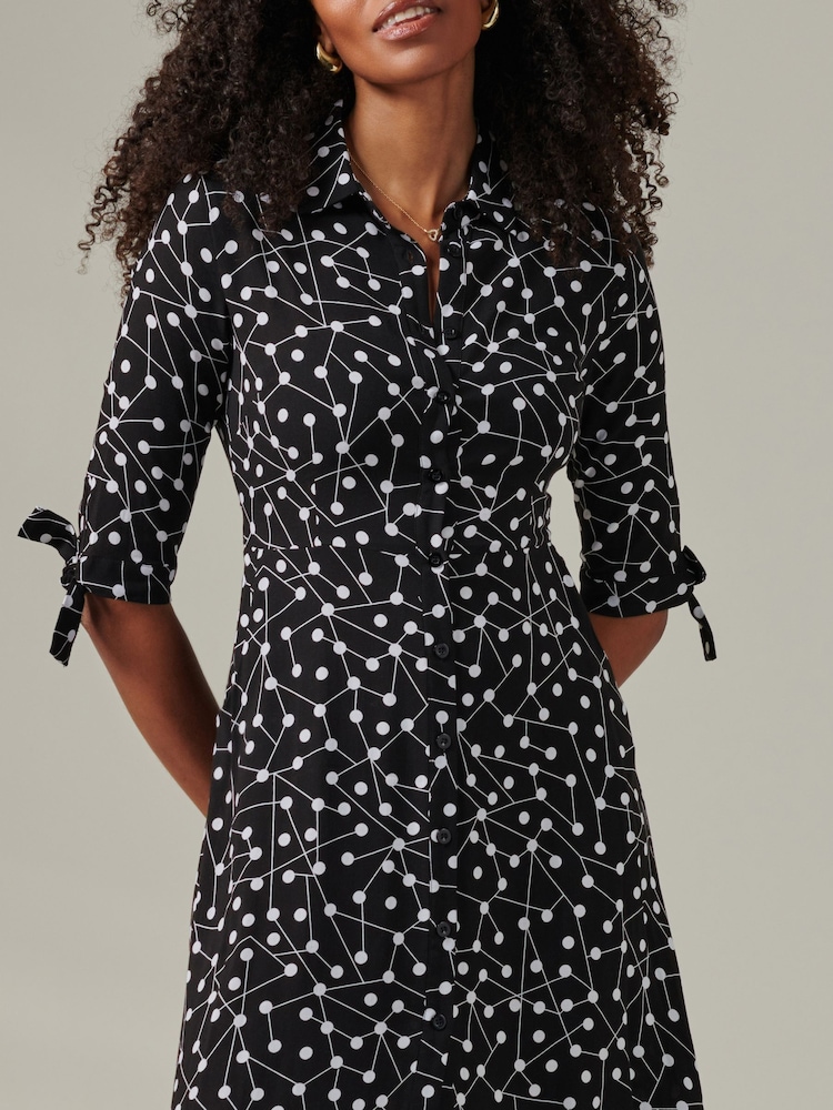 Jolie Moi Black Nora Print Viscose Maxi Shirt Dress - Image 3 of 6
