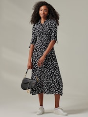 Jolie Moi Black Nora Print Viscose Maxi Shirt Dress - Image 6 of 6