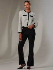 Jolie Moi Grey Cropped Tweed Jacket - Image 1 of 6