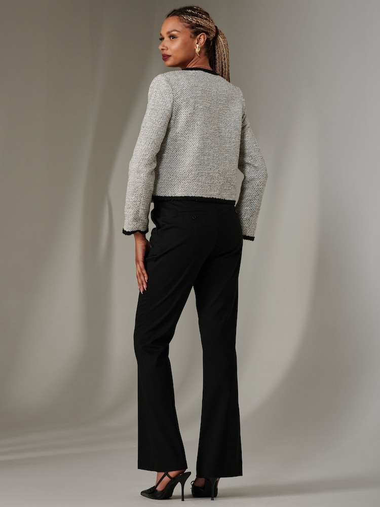 Jolie Moi Grey Cropped Tweed Jacket - Image 2 of 6