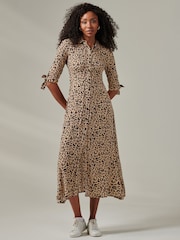 Jolie Moi Natural Nora Print Viscose Maxi Shirt Dress - Image 1 of 6