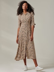 Jolie Moi Natural Nora Print Viscose Maxi Shirt Dress - Image 6 of 6