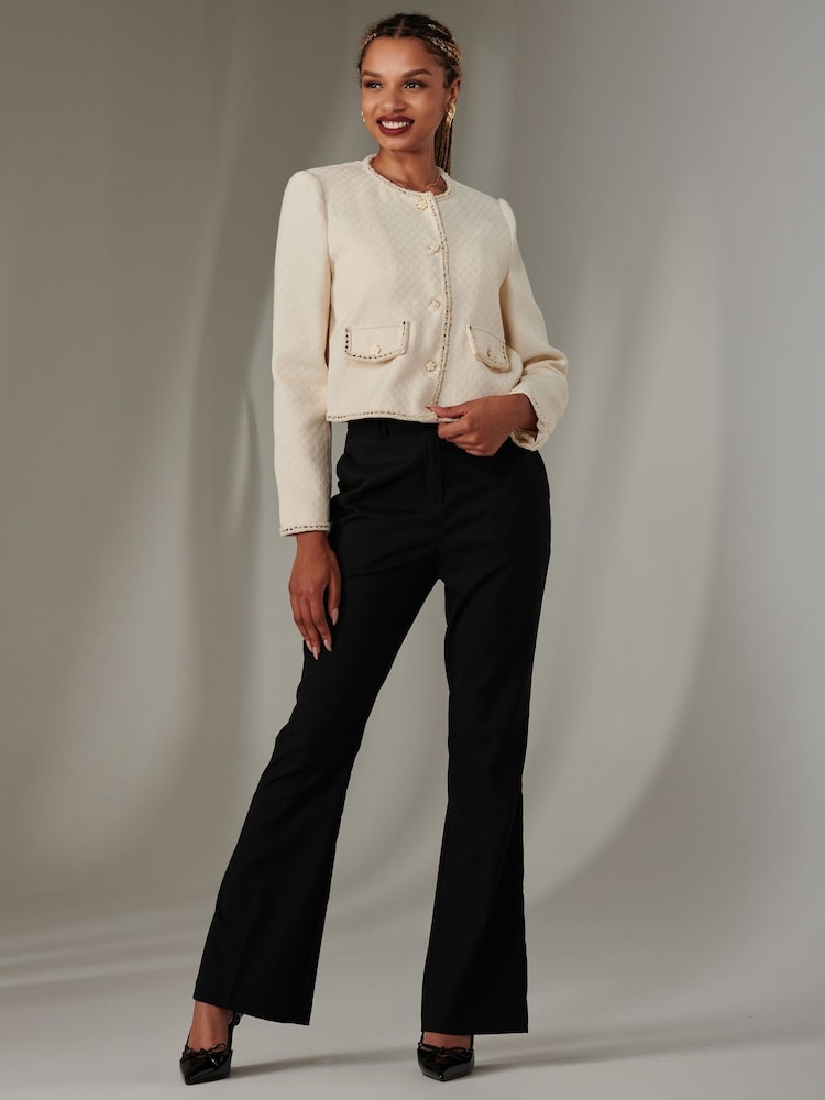 cream cropped jacket to wear over dress Reiss Wool Cropped Jacket in Cream