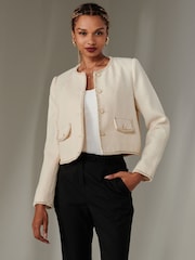 Jolie Moi Cream Cropped Vintage Jacket - Image 5 of 6