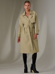 Jolie Moi Cream Button Up Trench Coat - Image 1 of 6