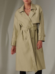 Jolie Moi Cream Button Up Trench Coat - Image 3 of 6
