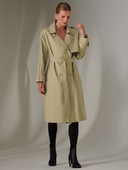 Jolie Moi Cream Button Up Trench Coat - Image 6 of 6