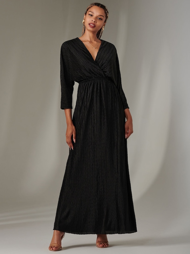 Jolie Moi Black Ruffle Hem Chiffon Midi Dress - Image 1 of 6
