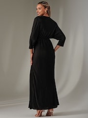 Jolie Moi Black Ruffle Hem Chiffon Midi Dress - Image 2 of 6