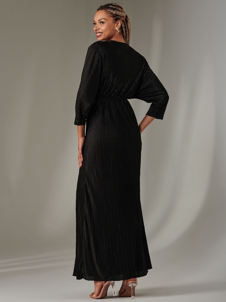 Jolie Moi Black Ruffle Hem Chiffon Midi Dress - Image 2 of 6