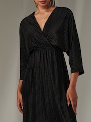 Jolie Moi Black Ruffle Hem Chiffon Midi Dress - Image 3 of 6