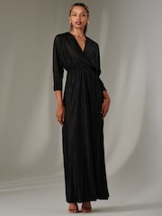 Jolie Moi Black Ruffle Hem Chiffon Midi Dress - Image 4 of 6