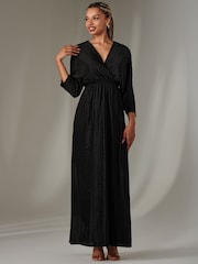 Jolie Moi Black Ruffle Hem Chiffon Midi Dress - Image 6 of 6