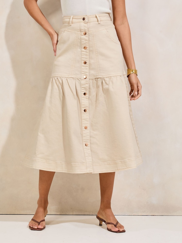 Lipsy Full Hem Denim Midi Skirt - Imagen 1 de 4