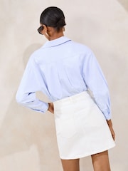 Blanco - Lipsy Denim Double Button Waistband Mini Skirt - Imagen 3 de 3