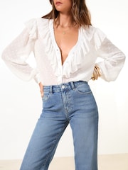 Lipsy Crop Wide Leg Turn Up Jeans - Image 3 of 5