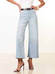 Lipsy Bleach Wash Crop Wide Leg Jeans - Image 3 of 5
