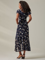 Jolie Moi Blue Heleyna Ruffle Hem Mesh Maxi Dress - Image 2 of 6