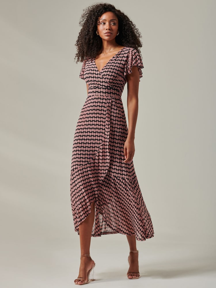 Jolie Moi Maxikleid mit Geo-Print und Rüschensaum aus Mesh - Bild 6 von 6 Jolie Moi Maxikleid mit Geo-Print und Rüschensaum aus Mesh - Bild 6 von 6