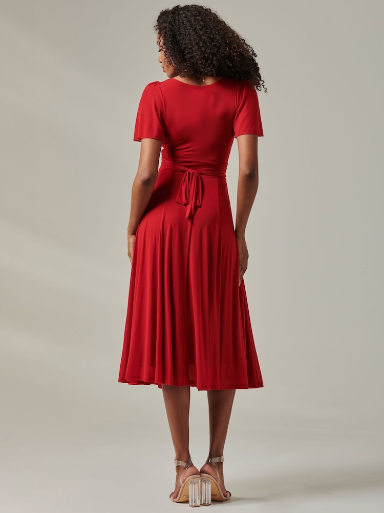 Jolie Moi Red Ayla Plain Mesh Maxi Dress - Image 2 of 6