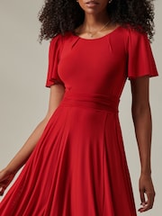 Jolie Moi Red Ayla Plain Mesh Maxi Dress - Image 3 of 6