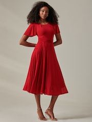 Jolie Moi Red Ayla Plain Mesh Maxi Dress - Image 5 of 6