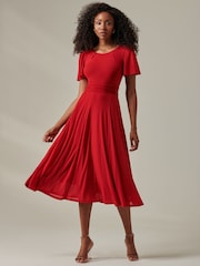 Jolie Moi Red Ayla Plain Mesh Maxi Dress - Image 6 of 6