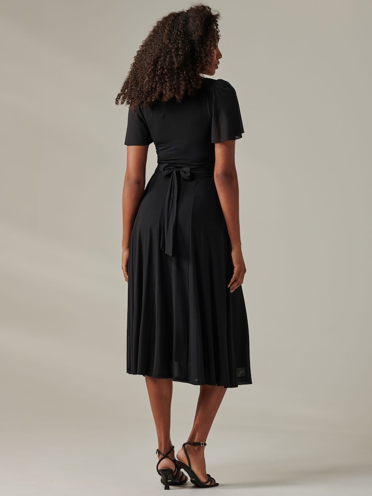 Jolie Moi Black Ayla Plain Mesh Maxi Dress - Image 2 of 6