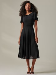 Jolie Moi Black Ayla Plain Mesh Maxi Dress - Image 4 of 6