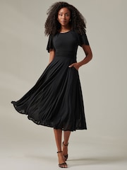 Jolie Moi Black Ayla Plain Mesh Maxi Dress - Image 6 of 6