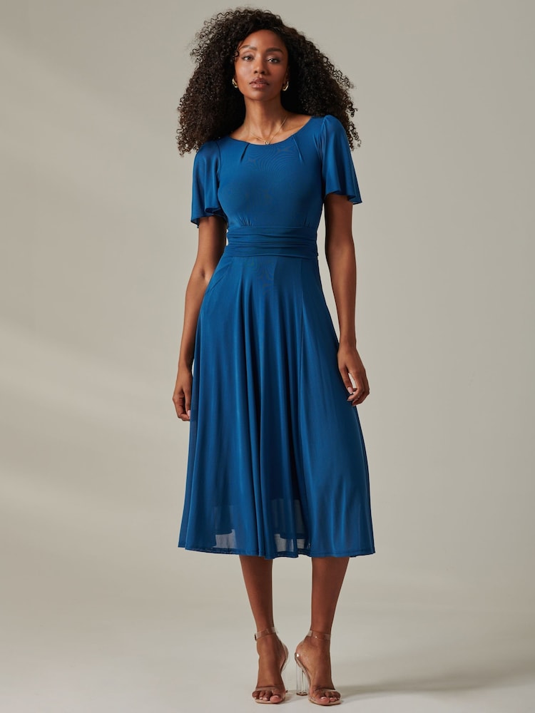 Jolie Moi Blue Ayla Plain Mesh Maxi Dress - Image 1 of 6 Jolie Moi Blue Ayla Plain Mesh Maxi Dress - Image 1 of 6