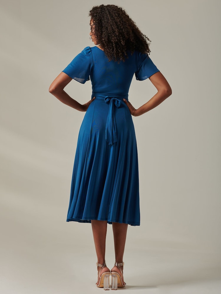 Jolie Moi Blue Ayla Plain Mesh Maxi Dress - Image 2 of 6 Jolie Moi Blue Ayla Plain Mesh Maxi Dress - Image 2 of 6
