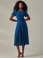 Jolie Moi Blue Ayla Plain Mesh Maxi Dress - Image 4 of 6