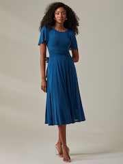 Jolie Moi Blue Ayla Plain Mesh Maxi Dress - Image 5 of 6