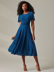 Jolie Moi Blue Ayla Plain Mesh Maxi Dress - Image 6 of 6