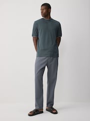 Grey Ribbed Textured 100% Cotton T-Shirt - Image 3 of 7
