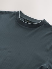 Grey Ribbed Textured 100% Cotton T-Shirt - Image 6 of 7