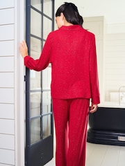 Jim Jam the Label Red Ribbed Sparkle Pyjamas Set - Image 2 of 7