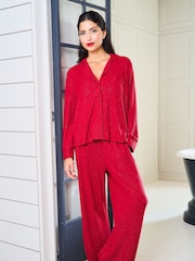 Jim Jam the Label Red Ribbed Sparkle Pyjamas Set - Image 4 of 7