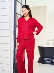 Jim Jam the Label Red Ribbed Sparkle Pyjamas Set - Image 5 of 7