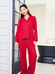 Jim Jam the Label Red Ribbed Sparkle Pyjamas Set - Image 6 of 7