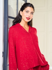 Jim Jam the Label Red Ribbed Sparkle Pyjamas Set - Image 7 of 7