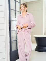 Jim Jam the Label Pink Ribbed Revere Pyjamas Set - Image 3 of 8