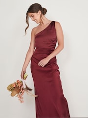 Vestido fruncido de satén con un solo hombro para dama de honor de Six Stories - Imagen 4 de 5