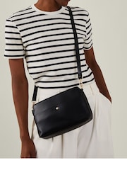 Accessorize Black Small Faux Leather Cross-Body Bag - Image 1 of 3