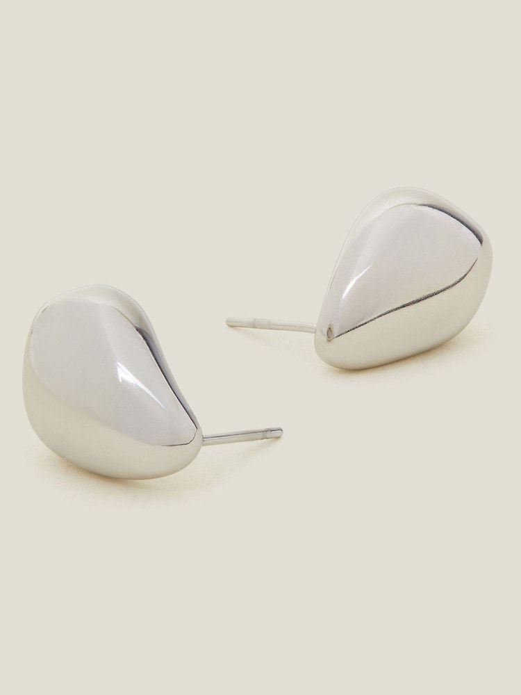 Accessorize Silver Tone Platinum-Coated Stainless Steel Chunky Teardrop Earrings - Image 1 of 3