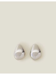 Accessorize Silver Tone Platinum-Coated Stainless Steel Chunky Teardrop Earrings - Image 2 of 3