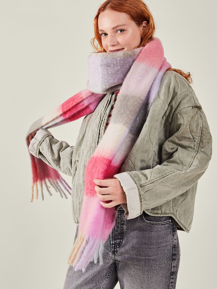 Accessorize Pink Supersoft Pastel Stripe Blanket Scarf - Image 1 of 3 Accessorize Pink Supersoft Pastel Stripe Blanket Scarf - Image 1 of 3